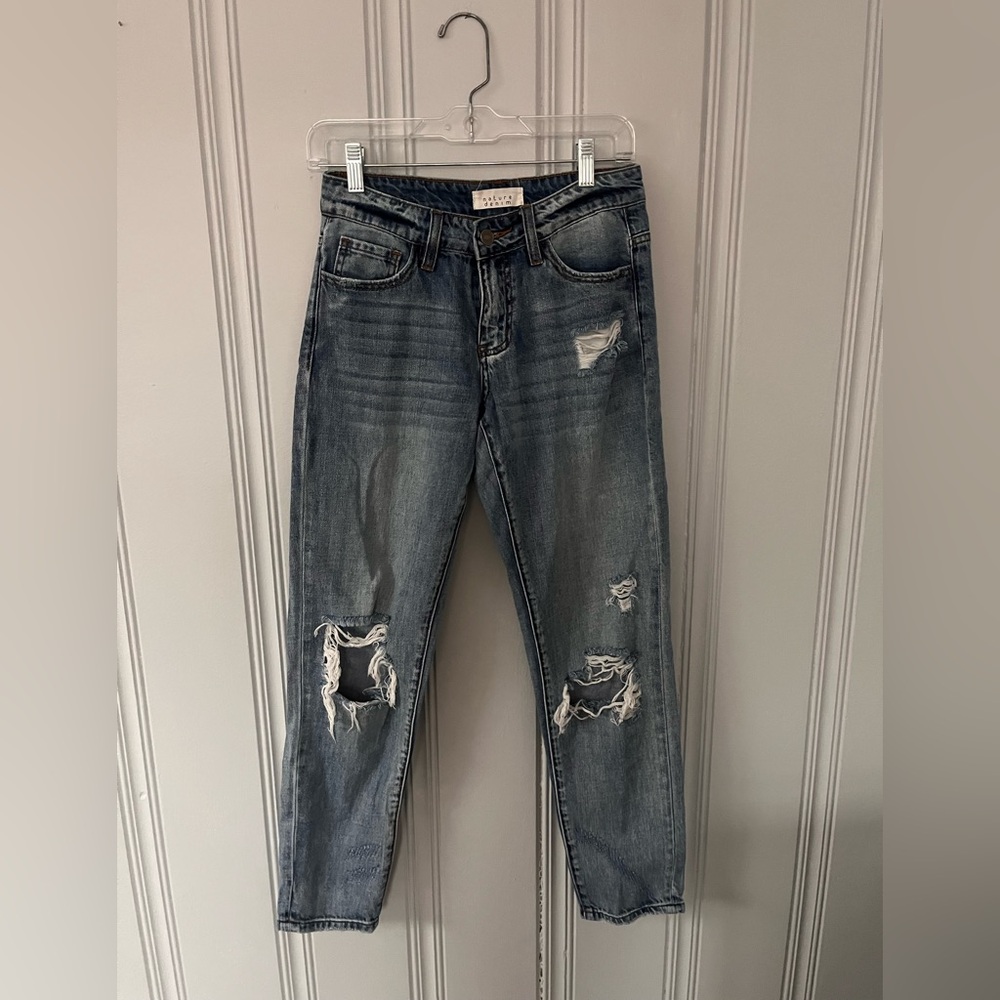 Nature Denim straight leg ripped jeans